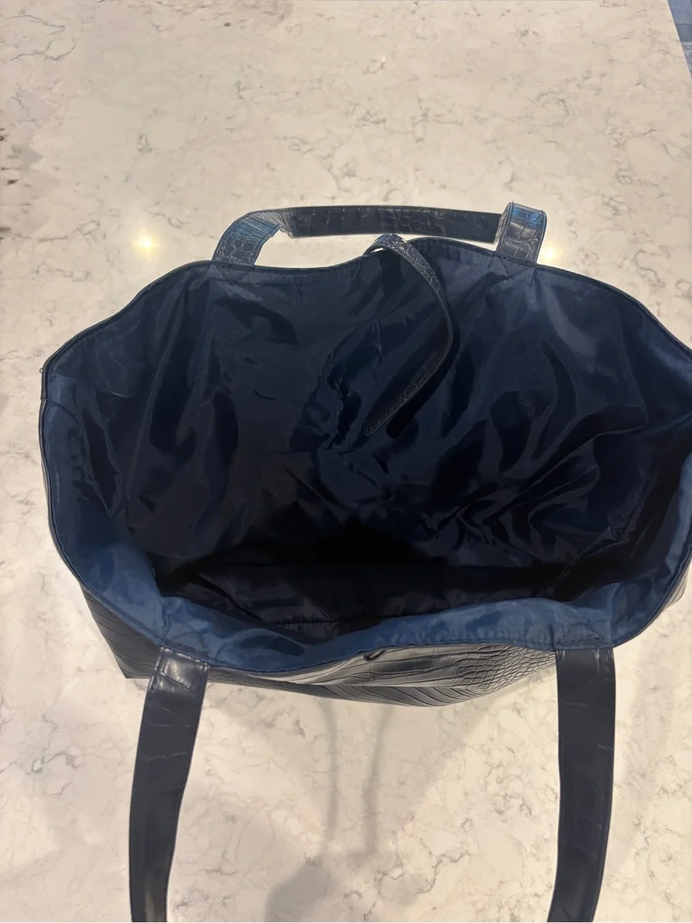 Saks Fifth Avenue Navy Croc-Embossed Faux Leather Tote Bag